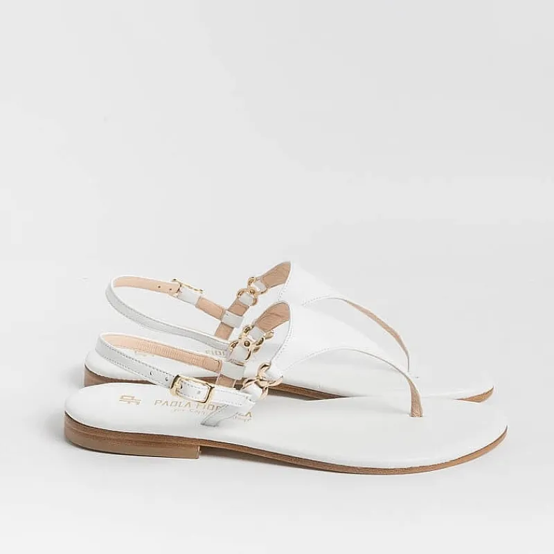 PAOLA FIORENZA - Sandali Bassi Infradito Triangolo - Bianco<Collezione Scarpe Donna Sposa