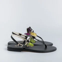 PAOLA FIORENZA - Sandali Bassi Infradito - Fd43 - Nero/Farfalle<Collezione Scarpe Donna Sandali Bassi