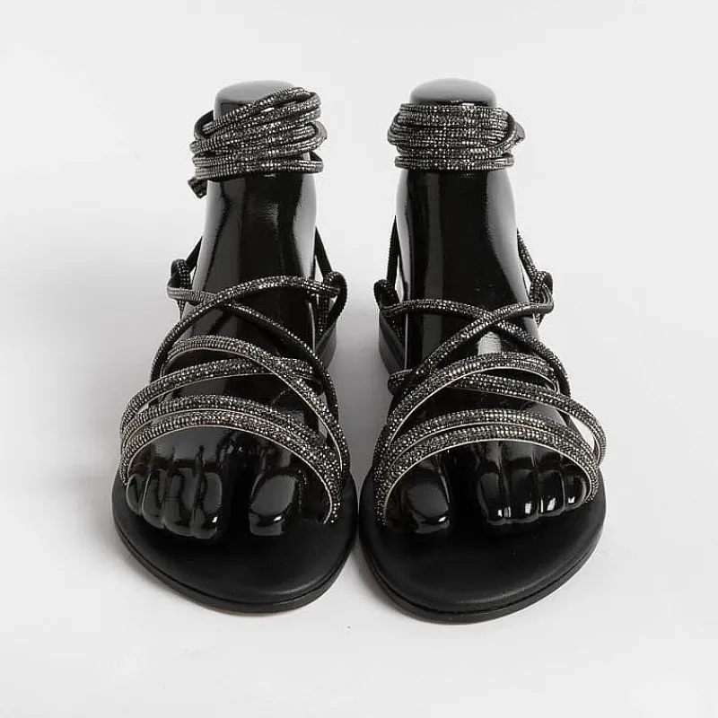 PAOLA FIORENZA - Sandali Bassi- Fd22 - Nero<Collezione Scarpe Donna Sandali Bassi