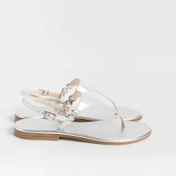 PAOLA FIORENZA - Sandali Bassi Infradito Triangolo - Argento<Collezione Scarpe Donna Sandali Bassi