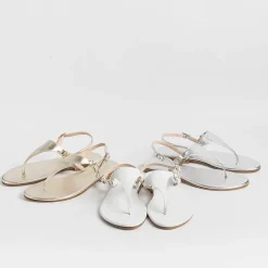PAOLA FIORENZA - Sandali Bassi Infradito Triangolo - Argento<Collezione Scarpe Donna Sandali Bassi