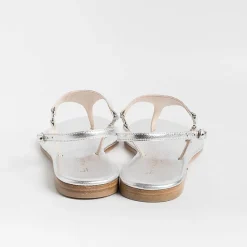PAOLA FIORENZA - Sandali Bassi Infradito Triangolo - Argento<Collezione Scarpe Donna Sandali Bassi