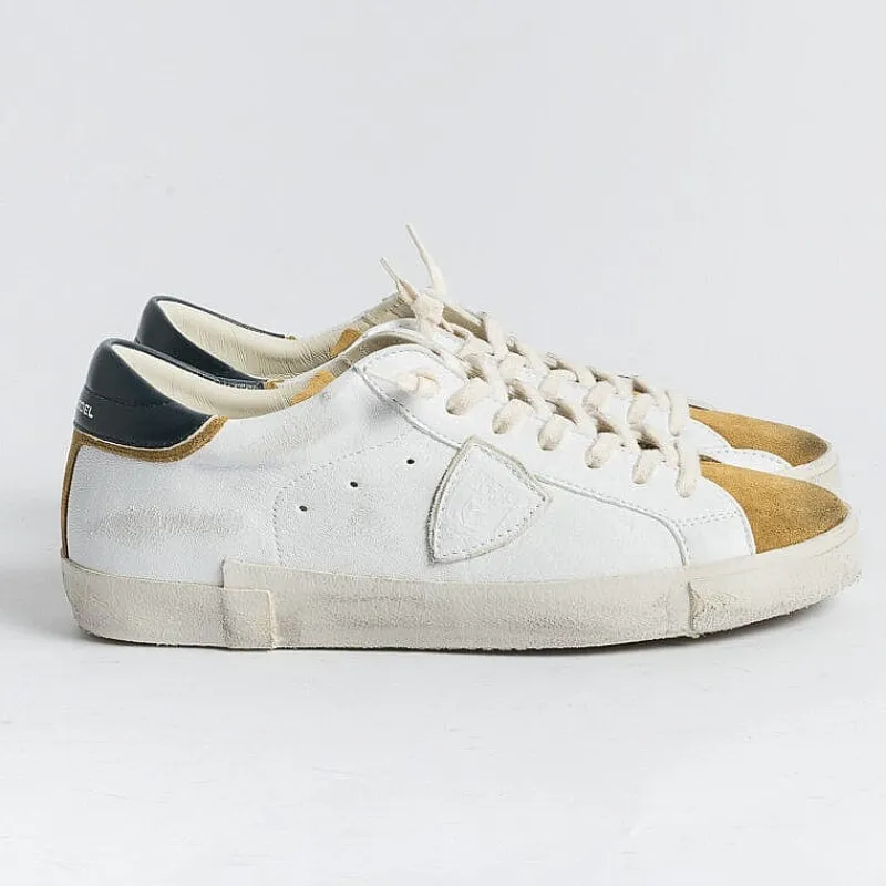 Philippe Model Paris Philippe Model - Sneakers Prlu Wx21 - Parisx - Bianco Mostarda<Collezione Scarpe Uomo Sneakers