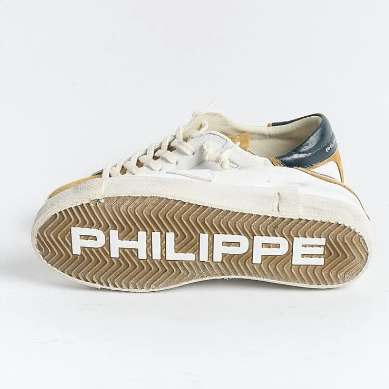 Philippe Model Paris Philippe Model - Sneakers Prlu Wx21 - Parisx - Bianco Mostarda<Collezione Scarpe Uomo Sneakers