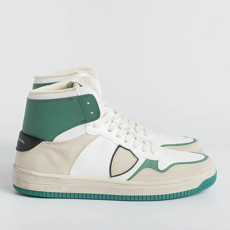 Philippe Model Paris Philippe Model - Sneakers Lyhu Cx07 - Lyon - Blanc Vert<Collezione Scarpe Uomo Sneakers