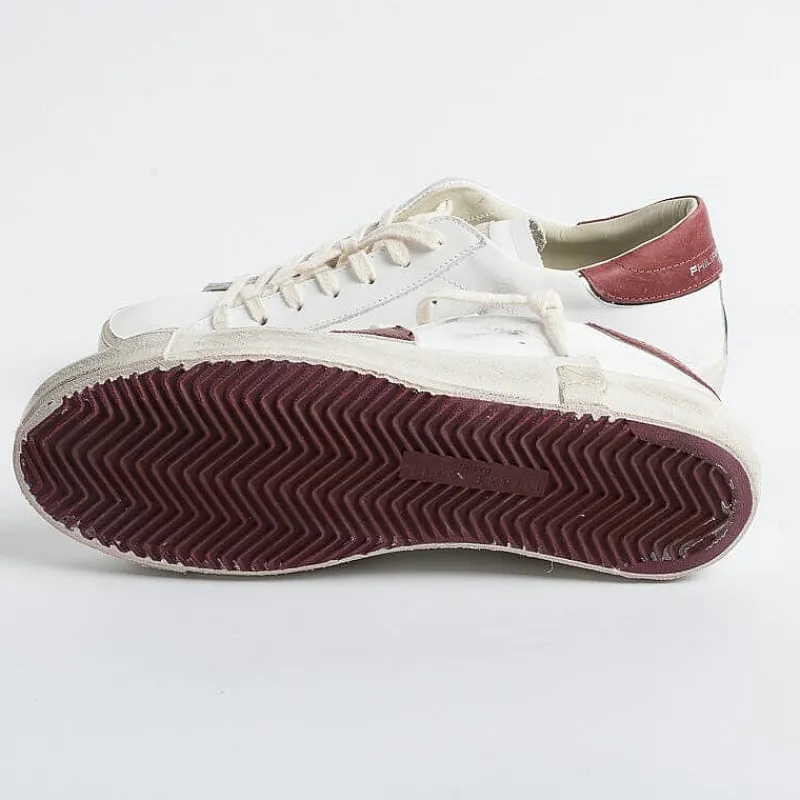 Philippe Model Paris Philippe Model - Sneakers Prlu Vp17- Parisx - Bianco Bordeaux<Collezione Scarpe Uomo Sneakers