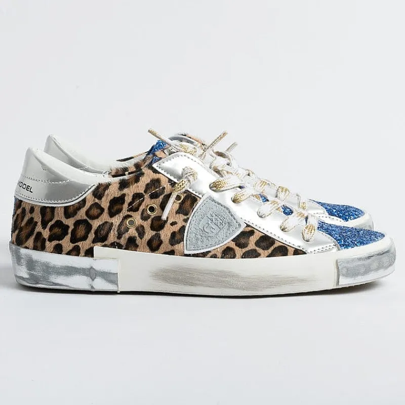 Philippe Model Paris Philippe Model - Sneakers Prld Lg01 - Parisx - Leopard Bluette<Collezione Scarpe Donna Sneakers