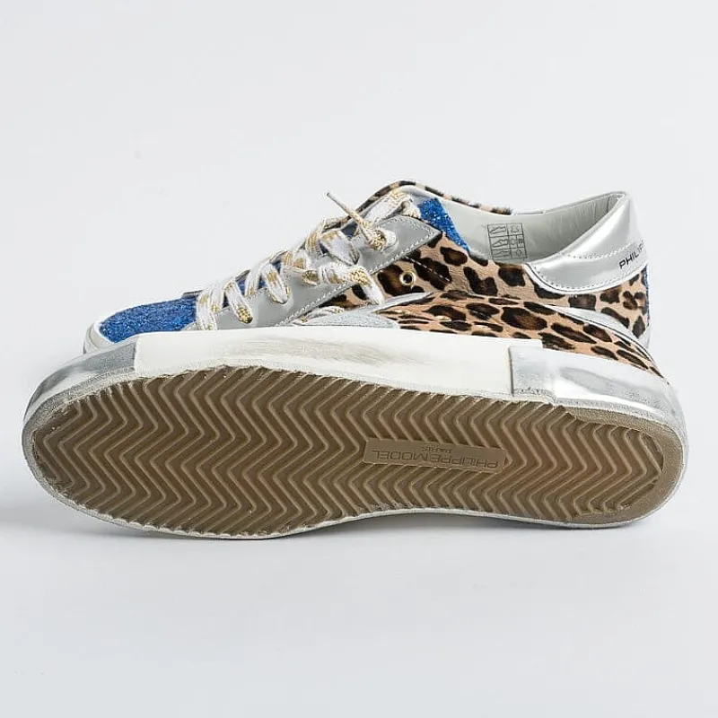 Philippe Model Paris Philippe Model - Sneakers Prld Lg01 - Parisx - Leopard Bluette<Collezione Scarpe Donna Sneakers