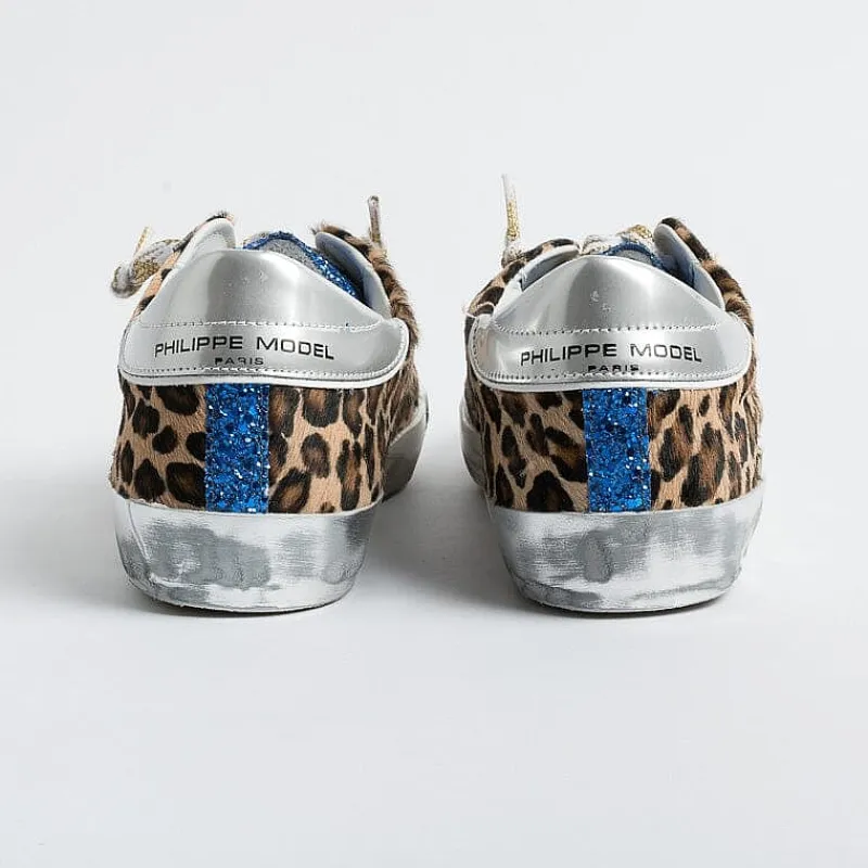 Philippe Model Paris Philippe Model - Sneakers Prld Lg01 - Parisx - Leopard Bluette<Collezione Scarpe Donna Sneakers