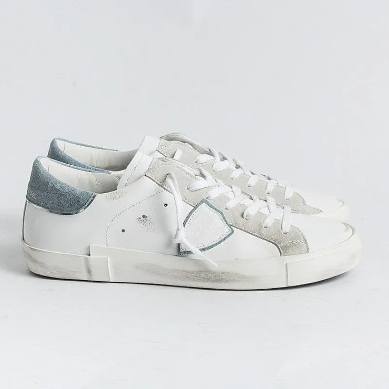 Philippe Model Paris Philippe Model - Sneakers Prlu Vx32 - Parisx - Bianco Denim<Collezione Scarpe Uomo Sneakers