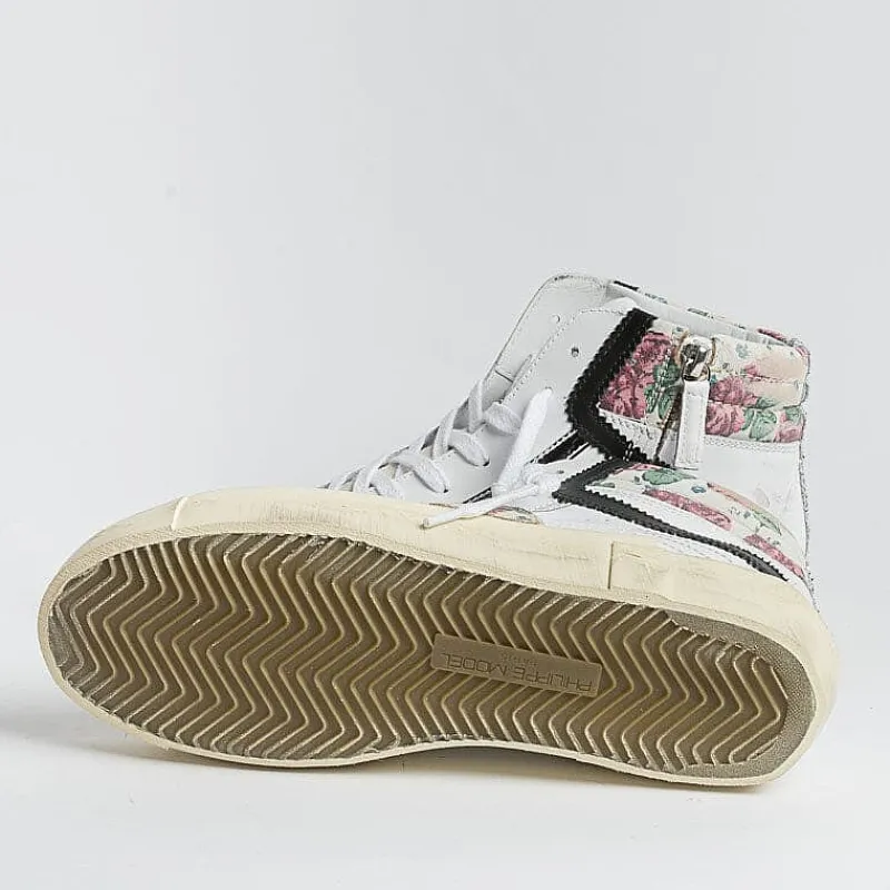 Philippe Model Paris Philippe Model -Sneakers Prhd Vfg1 - Paris High - Bianco Fleurs<Collezione Scarpe Donna Sneakers