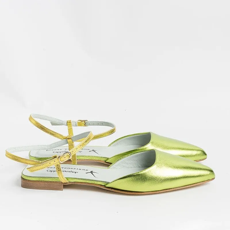 POESIE VENEZIANE - Sling Back - Df34 - Laminato Lime<Collezione Scarpe Donna Sling Back