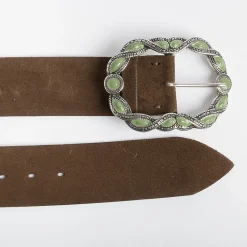 PUNTO VITA - Cintura Pv1664 - Camoscio Testa Di Moro/Verde<Collezione Accessori Donna Cinture