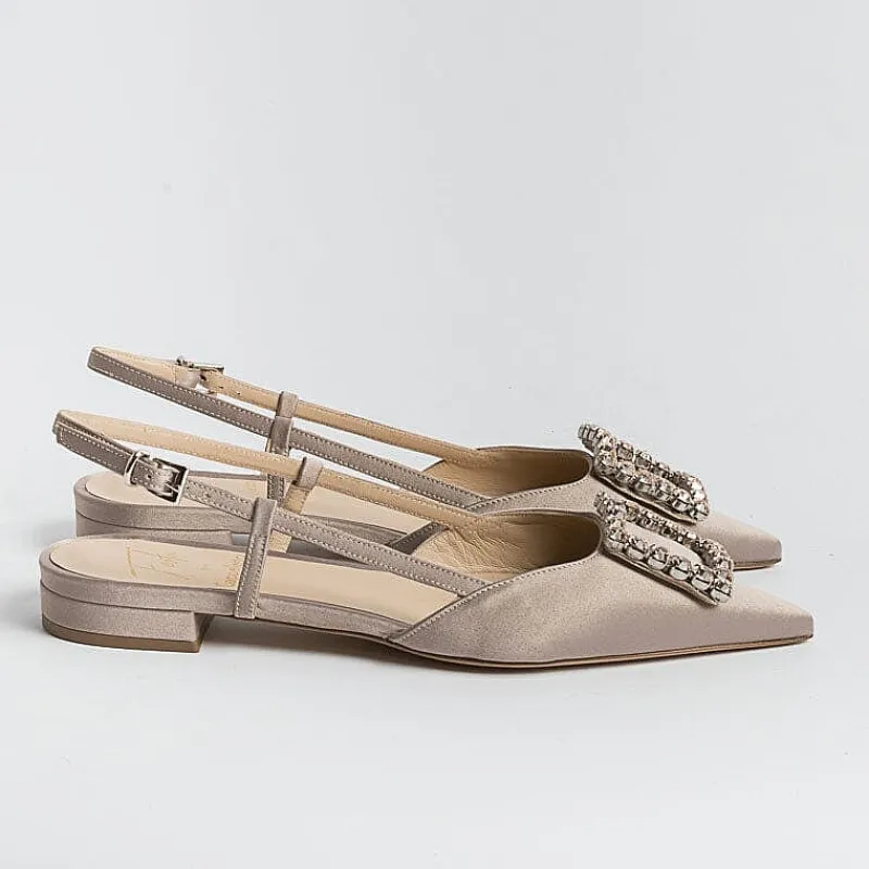 Roberto Festa - Sling Back - Modello Lavanda - Seta Taupe<Collezione Scarpe Donna Sling Back
