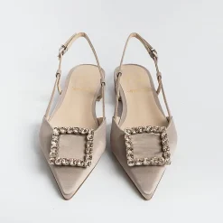 Roberto Festa - Sling Back - Modello Lavanda - Seta Taupe<Collezione Scarpe Donna Sling Back