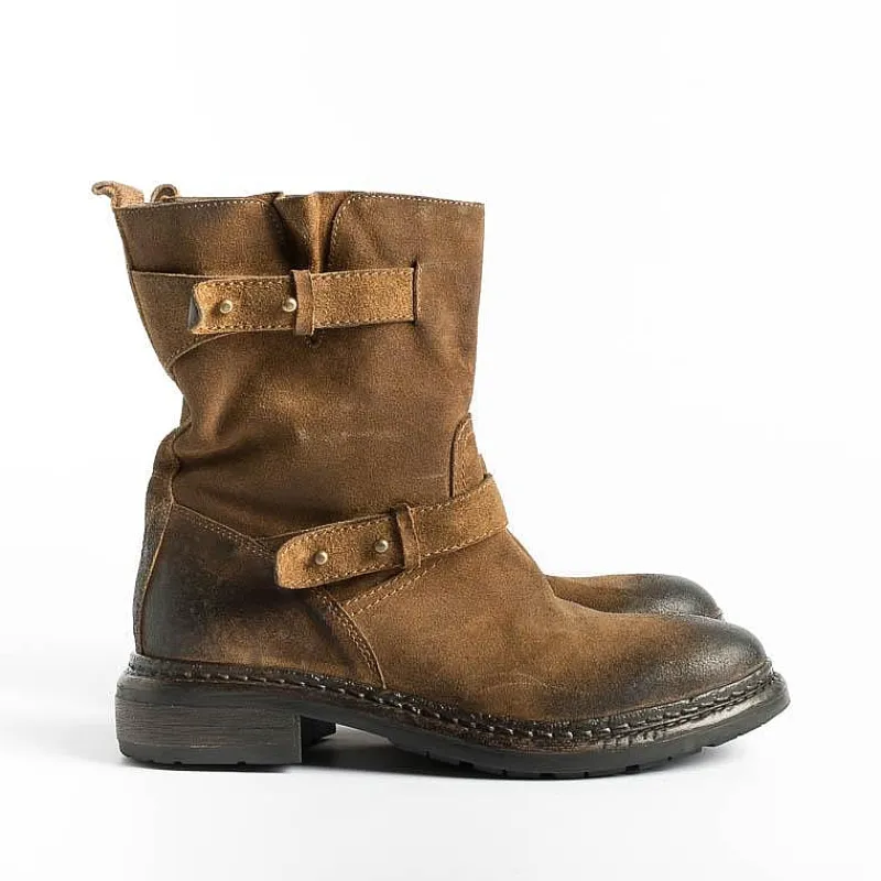Strategia - Stivaletto Biker A4633 - Gringo - Cuoio Wash<Collezione Scarpe Donna Stivaletti